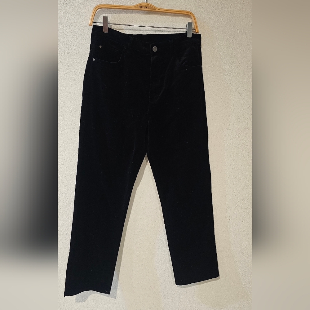 Massimo Dutti Black High Waist Velvet Pants Size 8